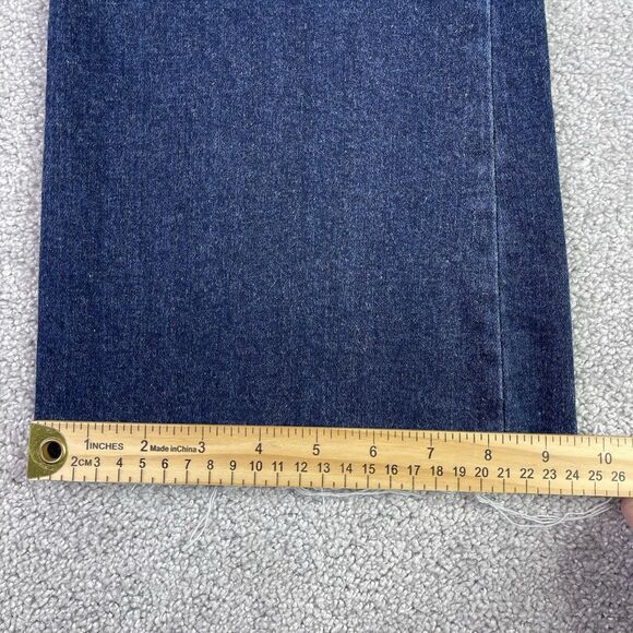 Gap Jeans Women’s 27 Blue 70’s Flare High Rise Dark Wash Slim Fit Raw Hem - Picture 8 of 9